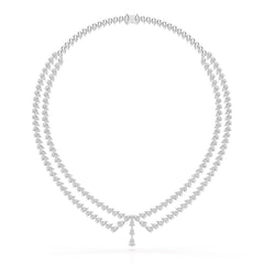 49.5 CT Lab Diamond Pear Cut Two Layer Necklace