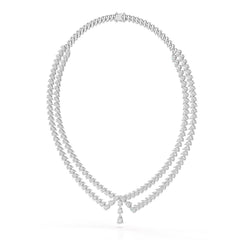 49.5 CT Lab Diamond Pear Cut Two Layer Necklace