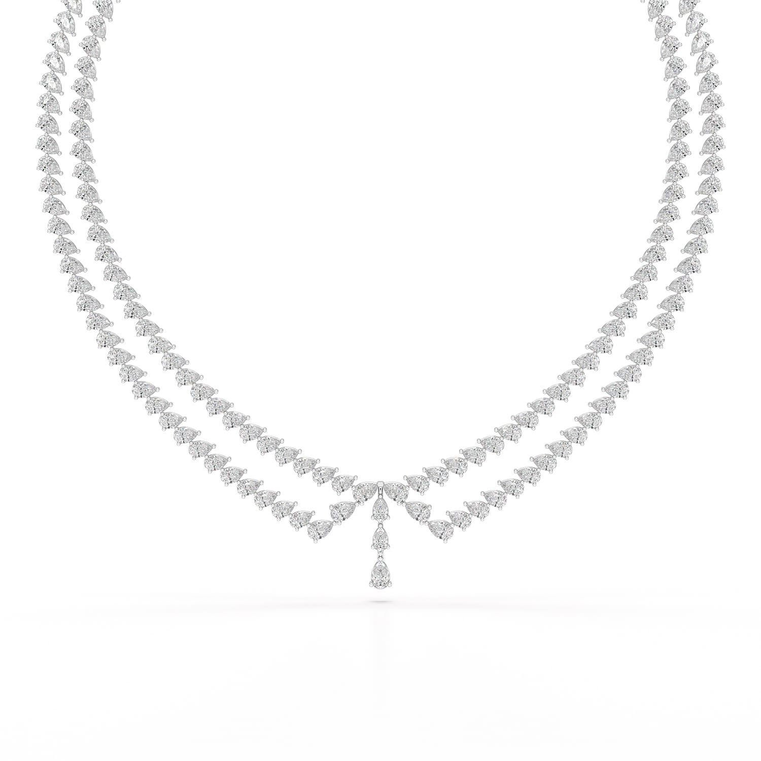 49.5 CT Lab Diamond Pear Cut Two Layer Necklace