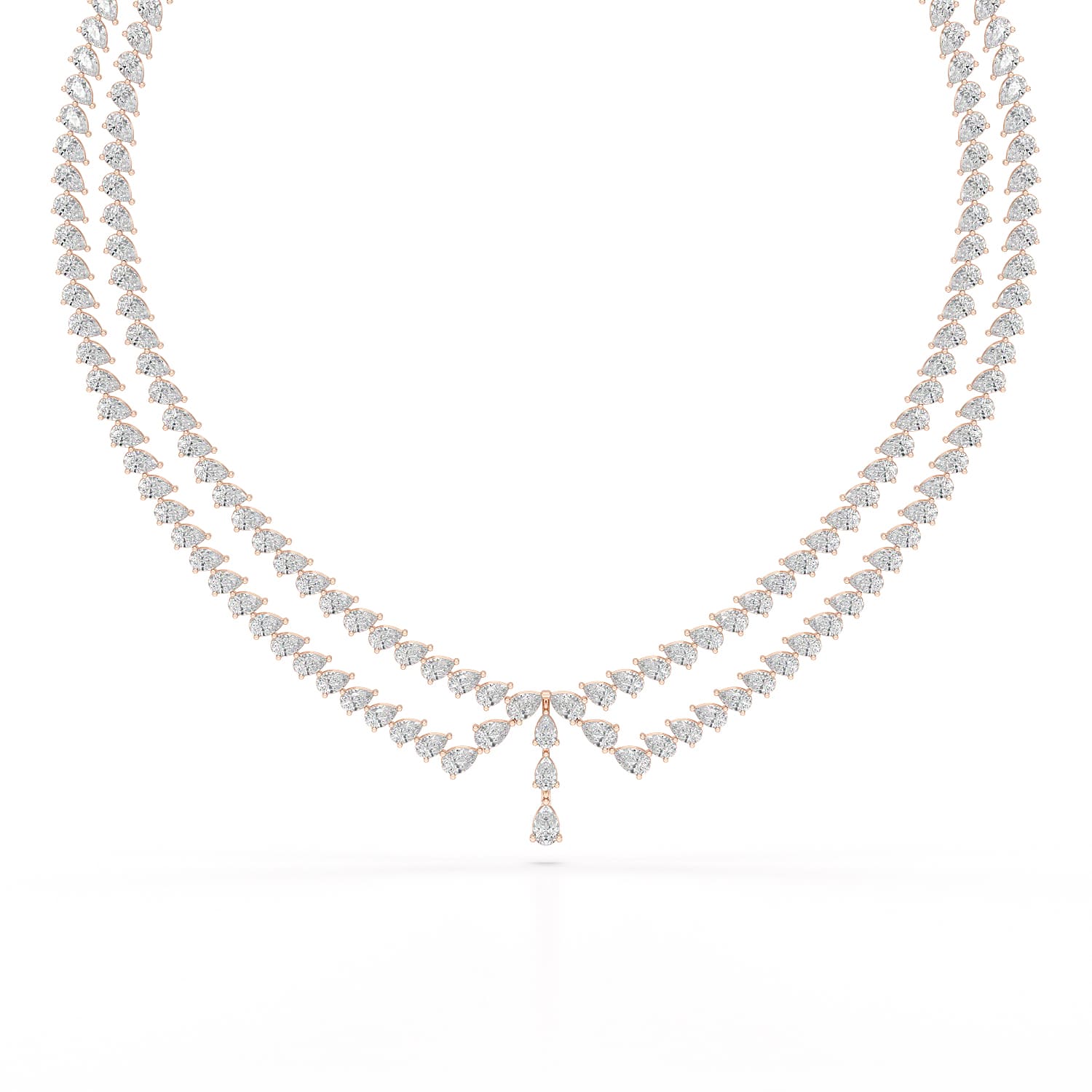 49.5 CT Lab Diamond Pear Cut Two Layer Necklace