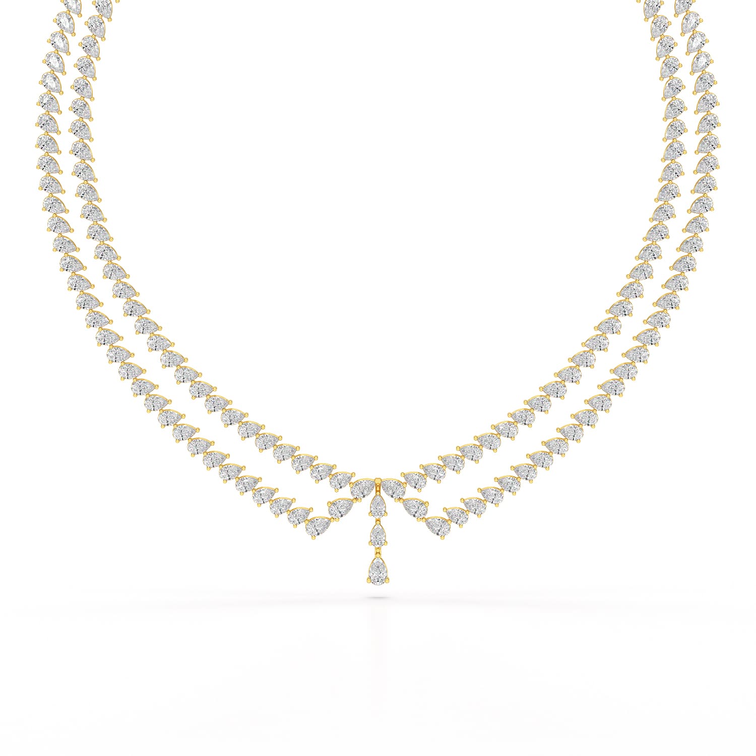 49.5 CT Lab Diamond Pear Cut Two Layer Necklace