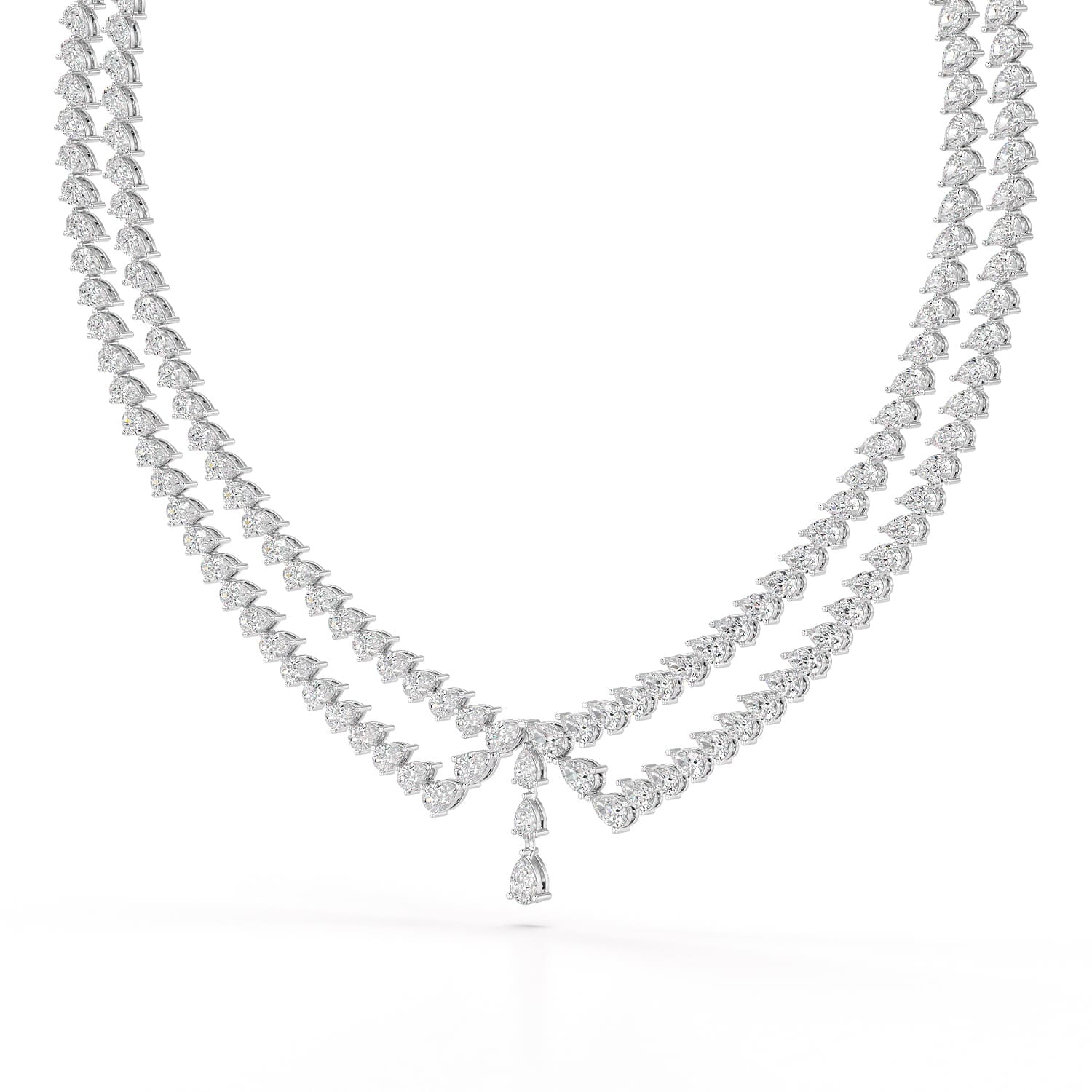 49.5 CT Lab Diamond Pear Cut Two Layer Necklace