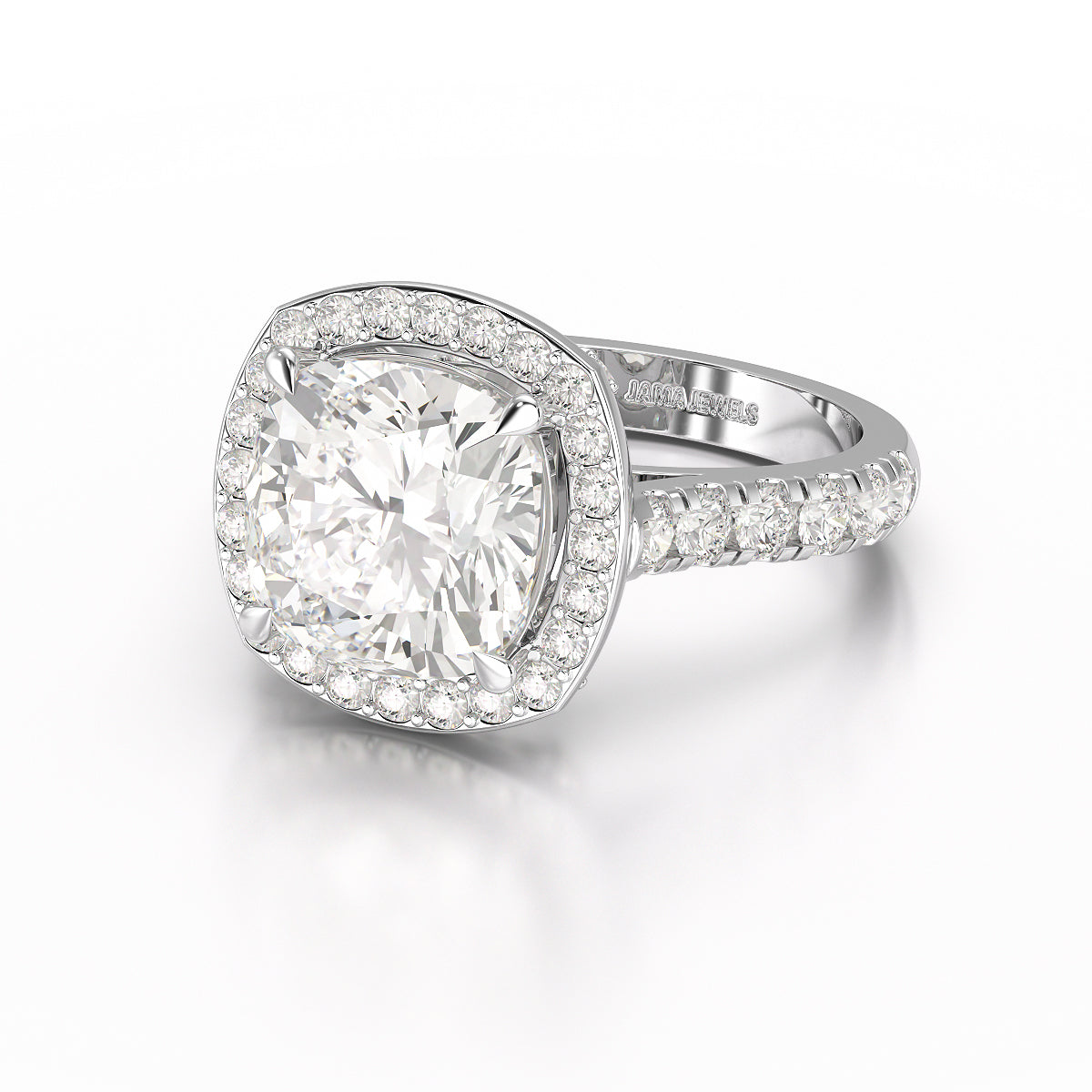 5.74 CT Lab Diamond Cushion Cut Halo Ring