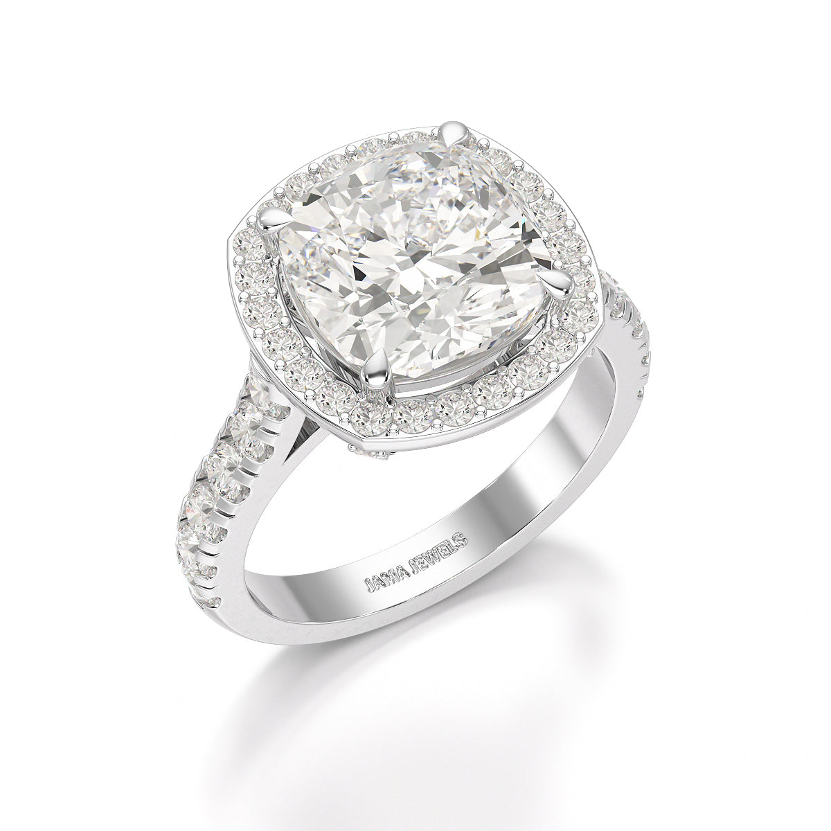 5.74 CT Lab Diamond Cushion Cut Halo Ring