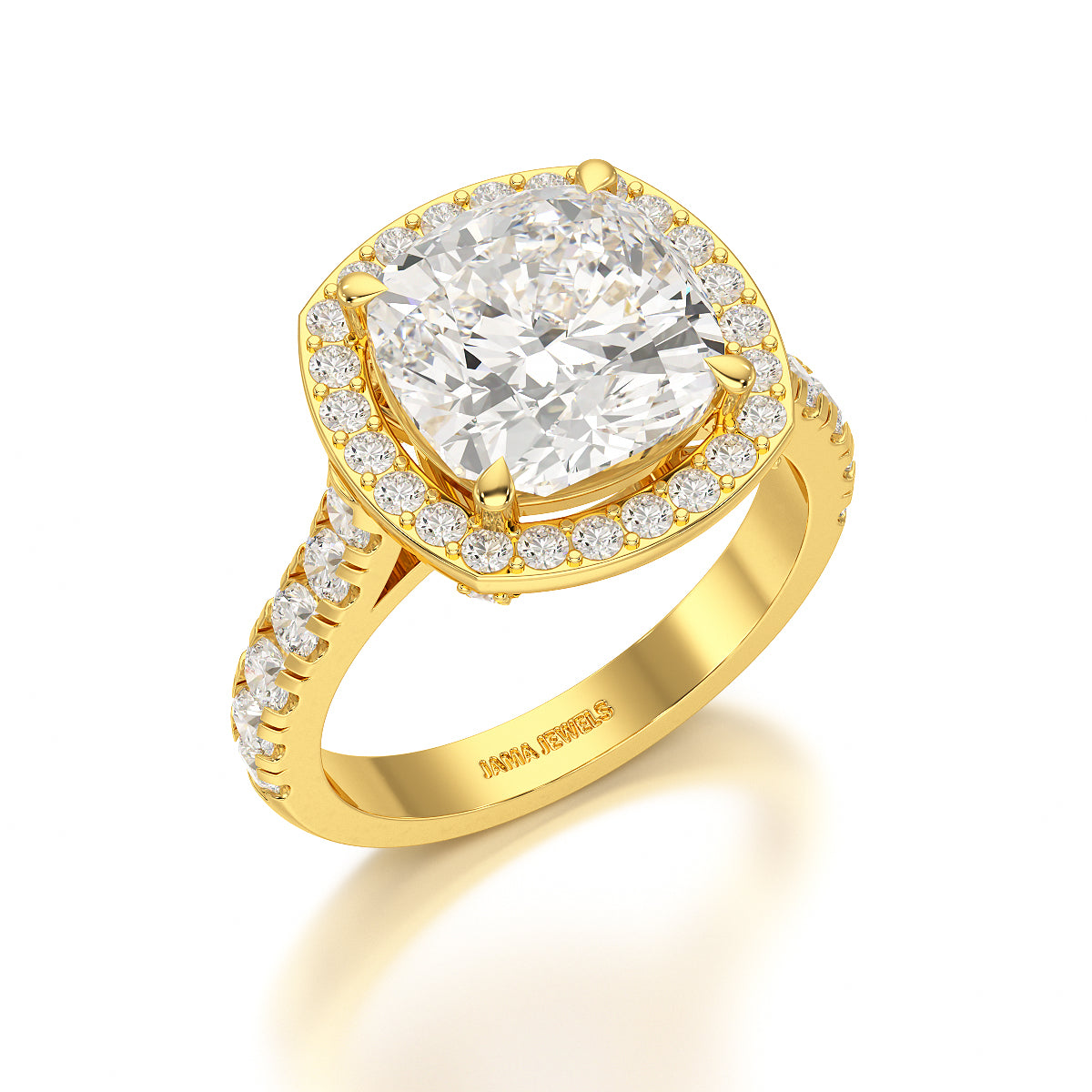 5.74 CT Lab Diamond Cushion Cut Halo Ring