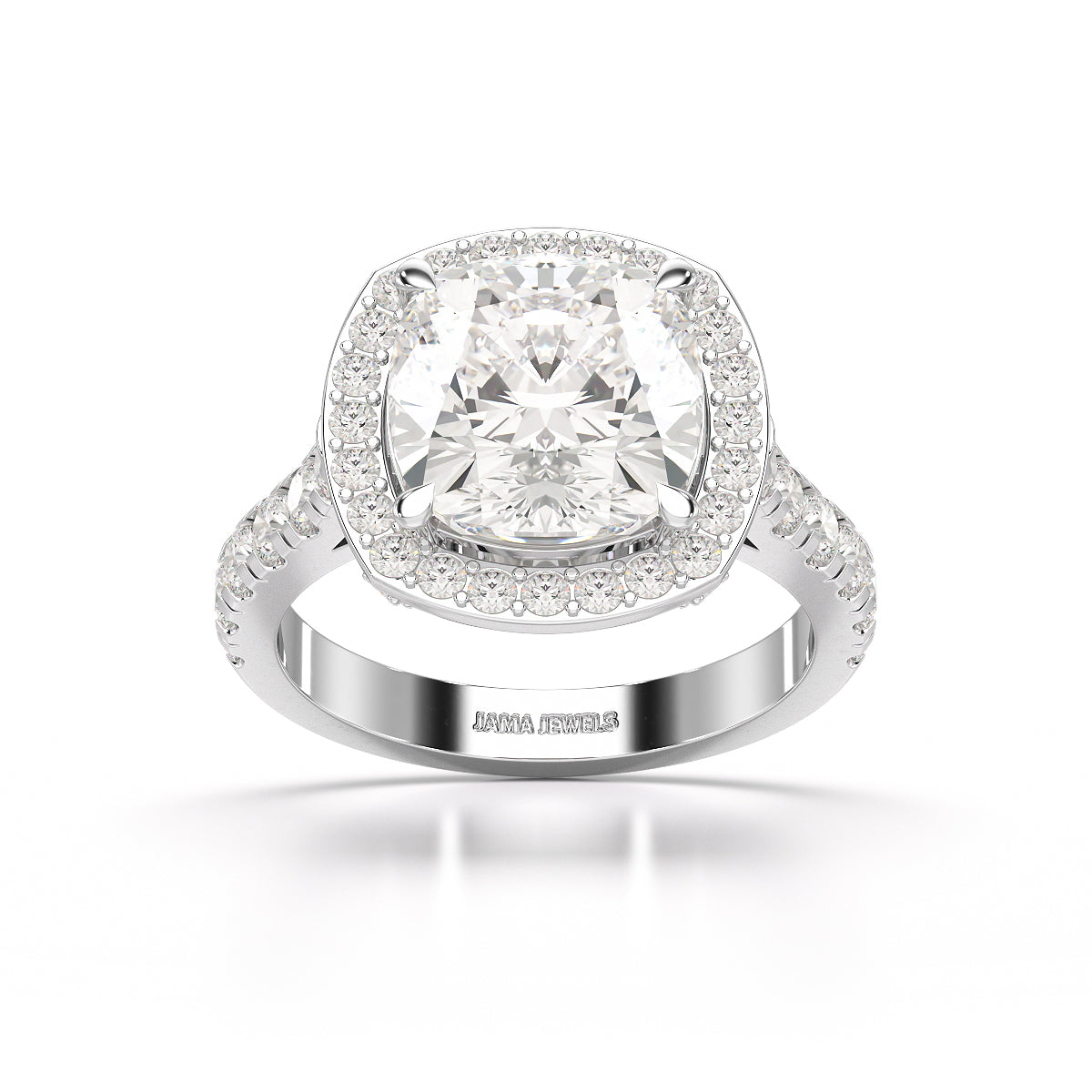 5.74 CT Lab Diamond Cushion Cut Halo Ring