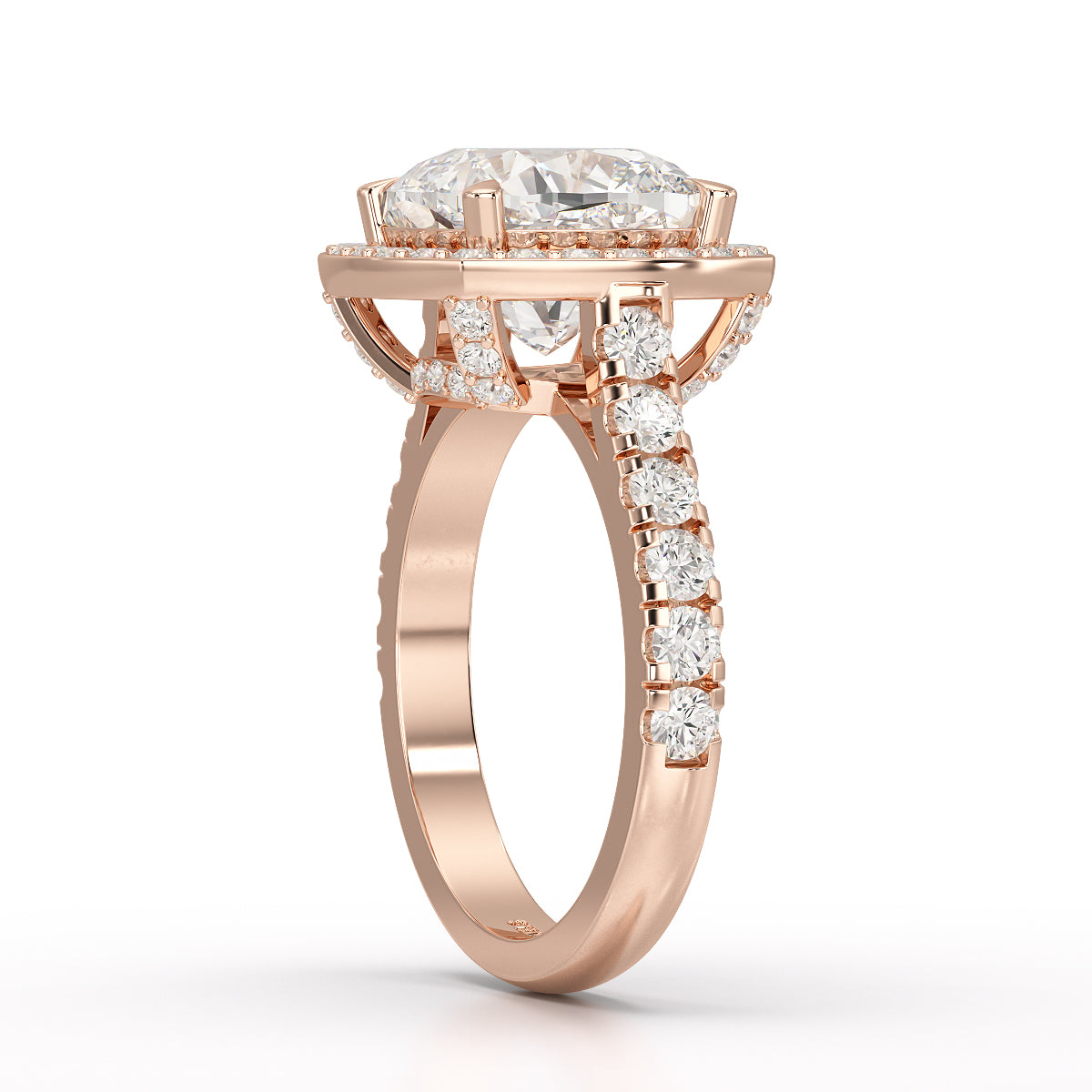 5.74 CT Lab Diamond Cushion Cut Halo Ring