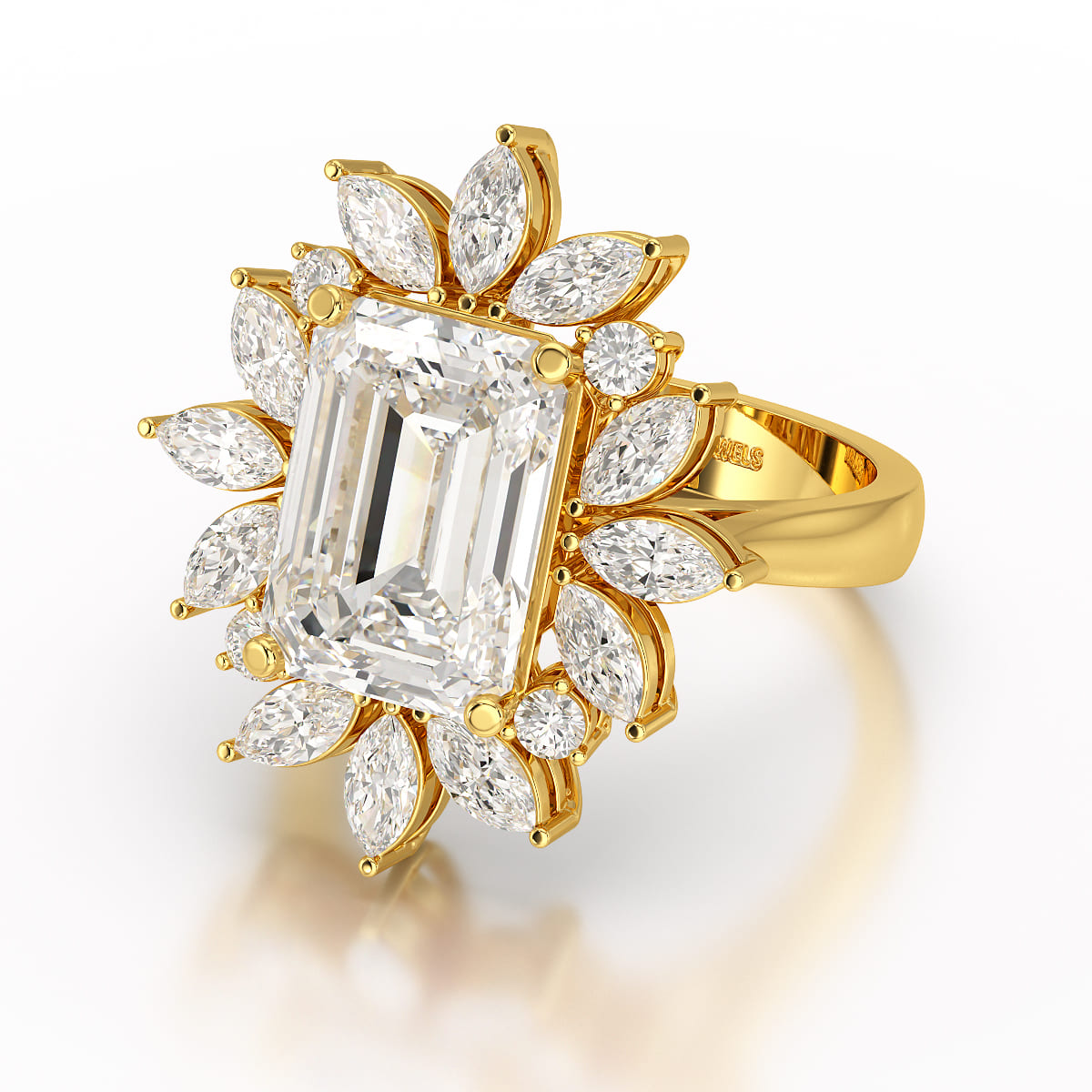 6.29 CT Emerald Cut Halo Lab Diamond Ring