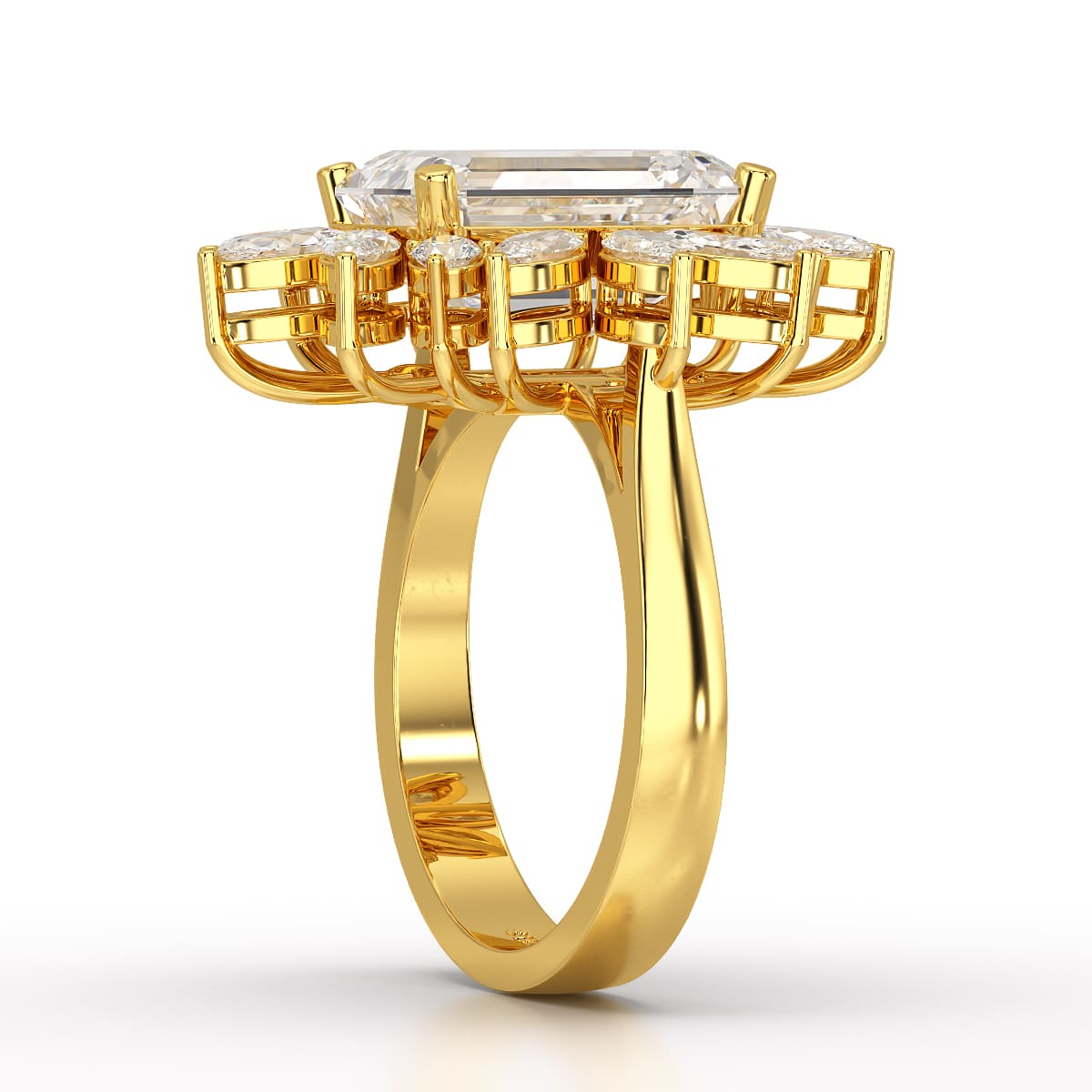 6.29 CT Emerald Cut Halo Lab Diamond Ring