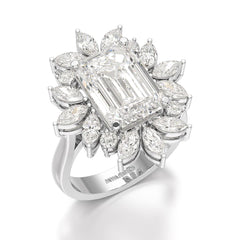 6.29 CT Emerald Cut Halo Lab Diamond Ring