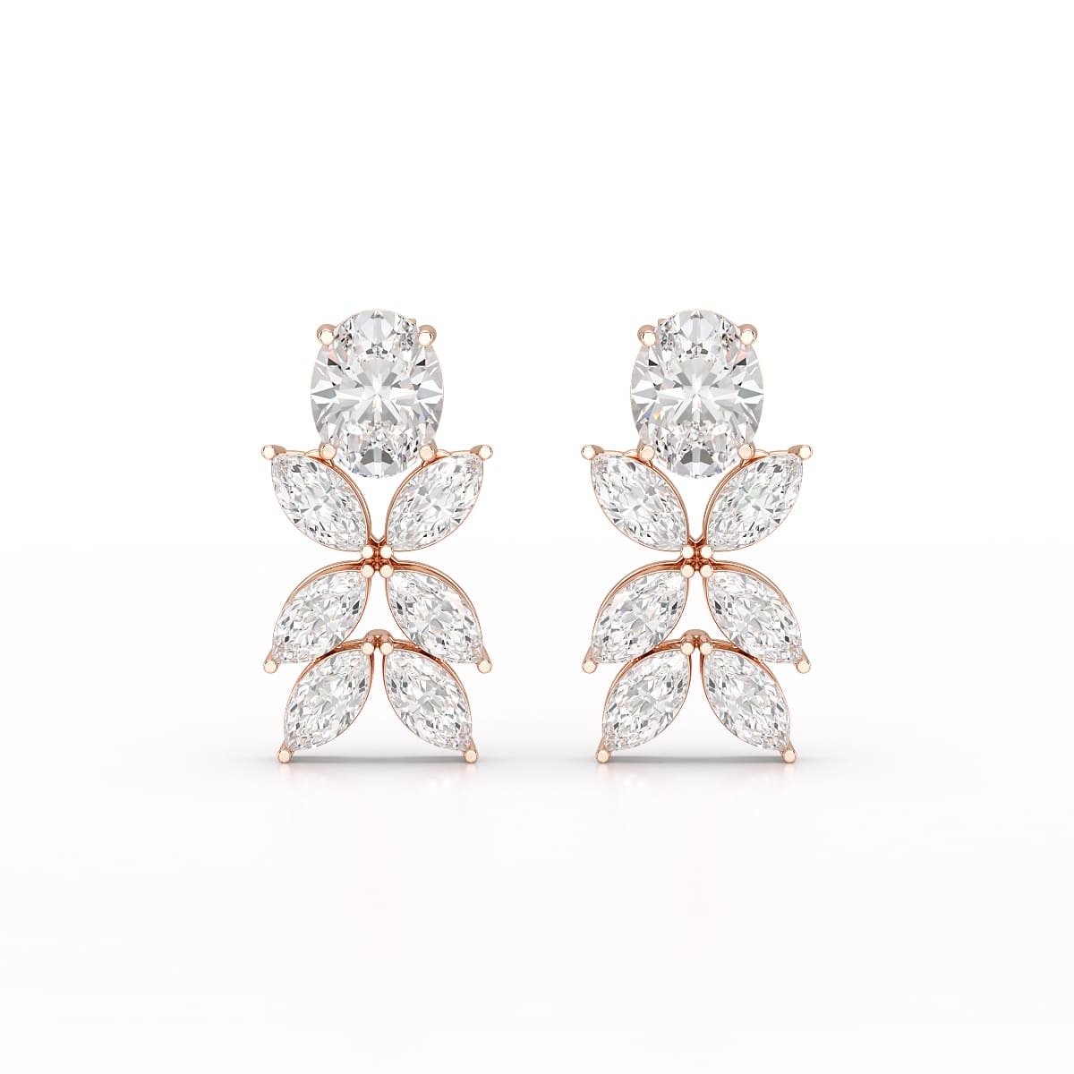 6.45 CT Marquise and Oval Cut Drop Earrings