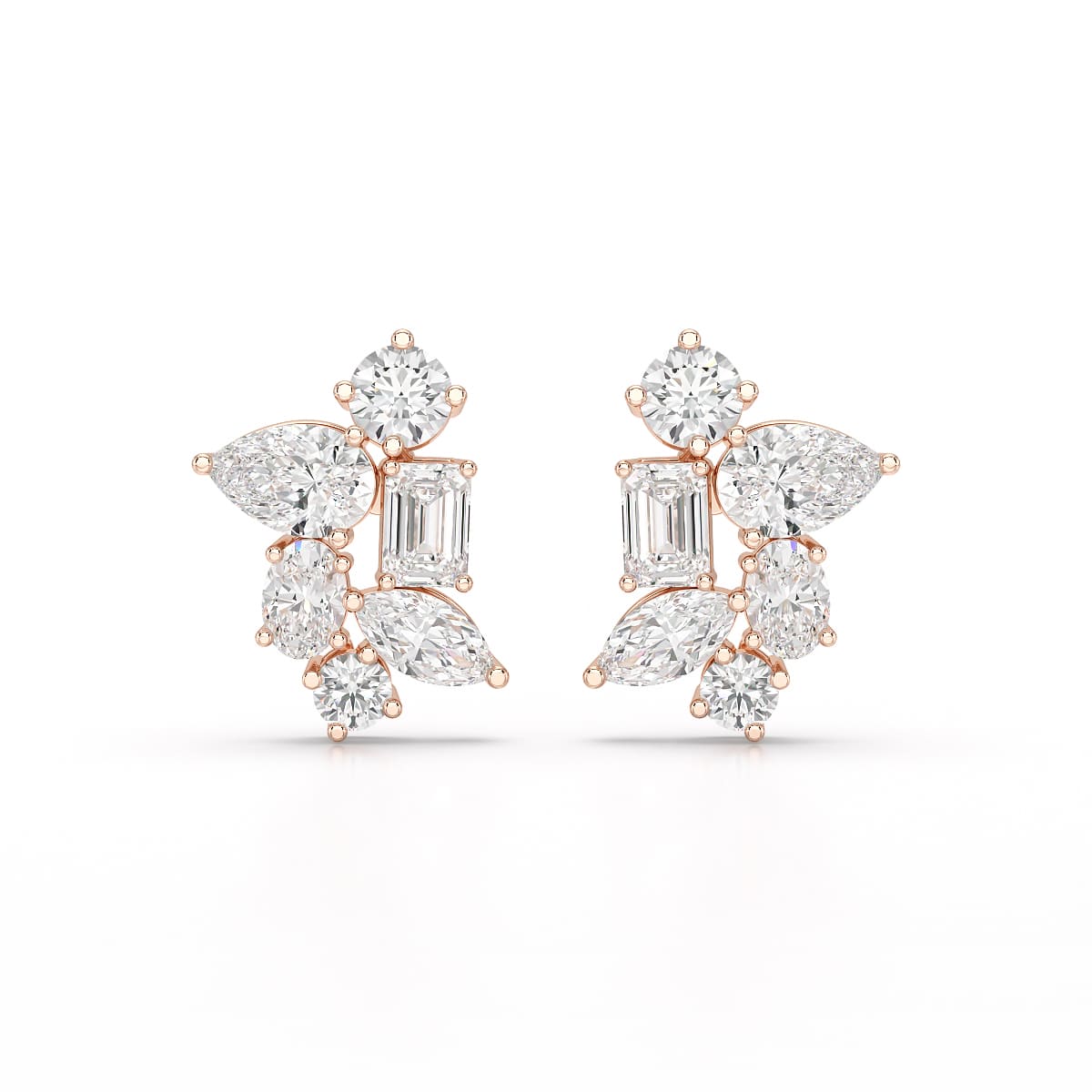 6.57 CT Multi Shape Lab Diamond Stud Earrings