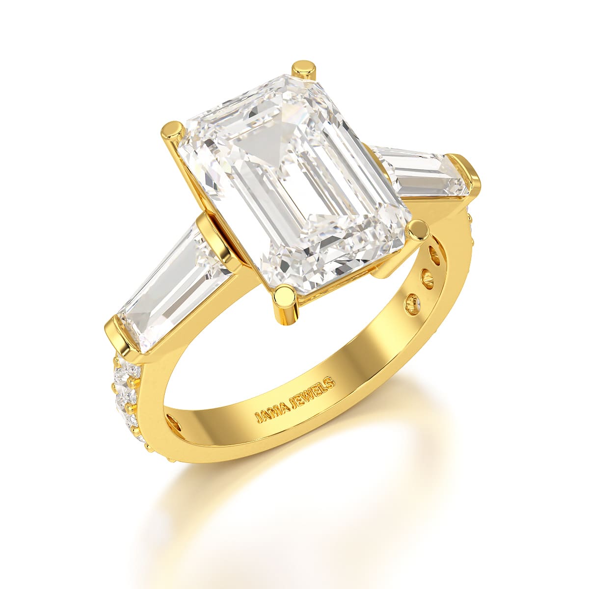 6.64 CT Lab Diamond Emerald Cut Three Stone Ring