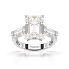 6.64 CT Lab Diamond Emerald Cut Three Stone Ring