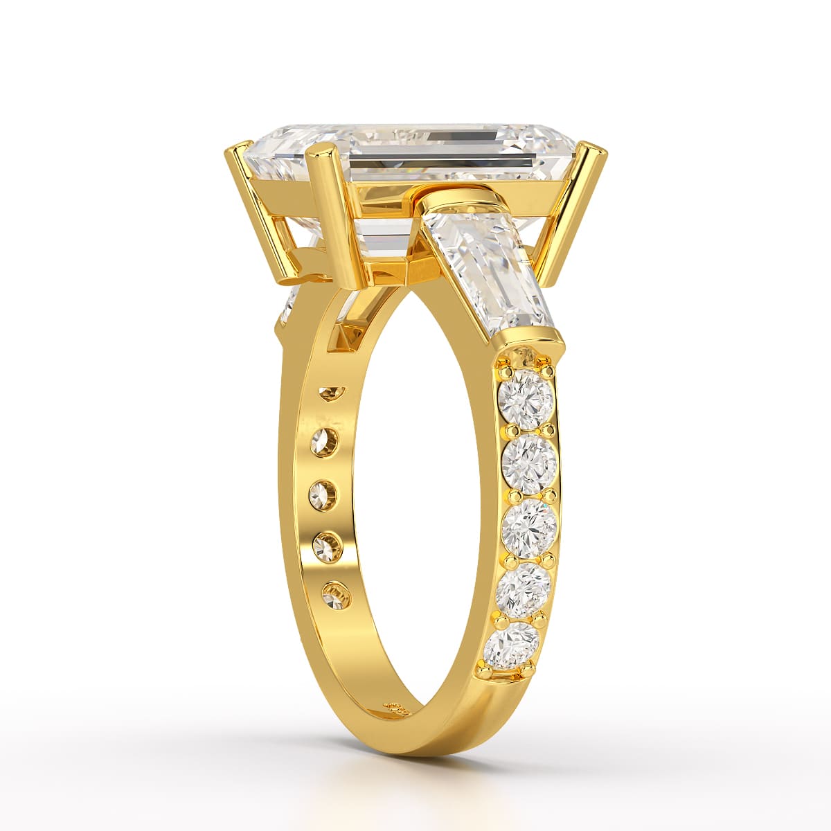 6.64 CT Lab Diamond Emerald Cut Three Stone Ring