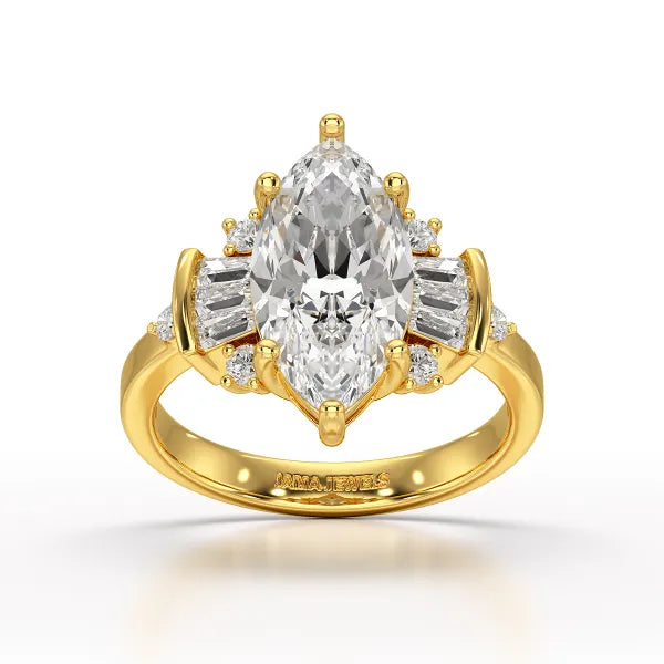 6.66 CT Marquise Cut Lab Diamond Wedding Ring - Jama Jewels 