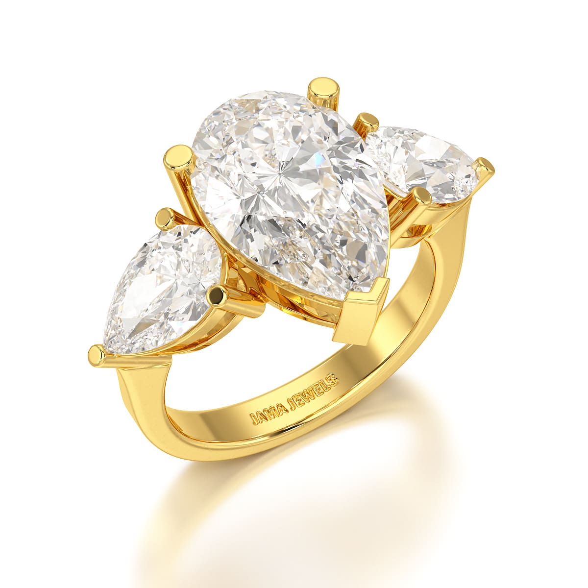 6.82 CT Lab Diamond Pear Cut Three Stone Ring