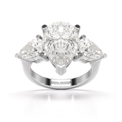 6.82 CT Lab Diamond Pear Cut Three Stone Ring