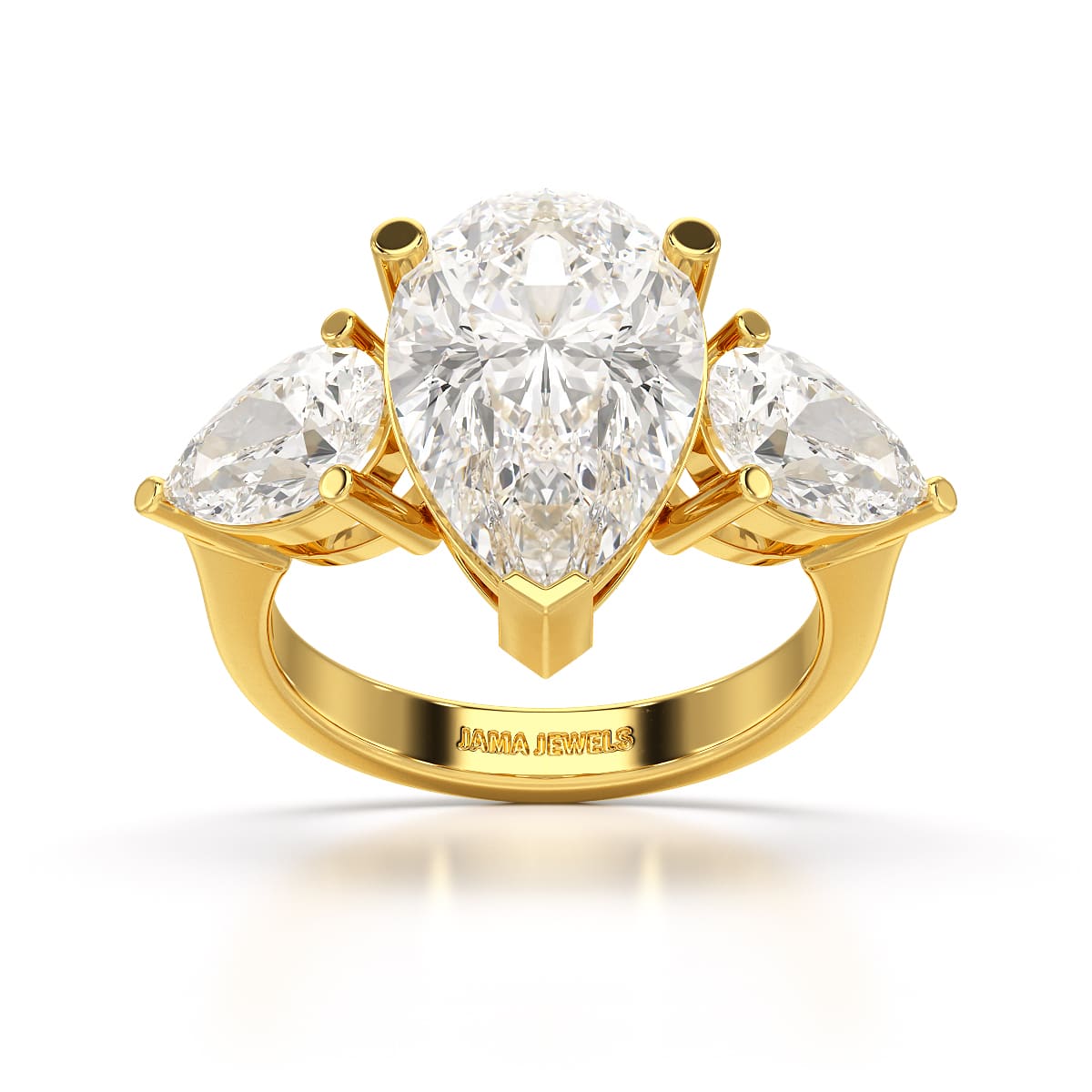 6.82 CT Lab Diamond Pear Cut Three Stone Ring