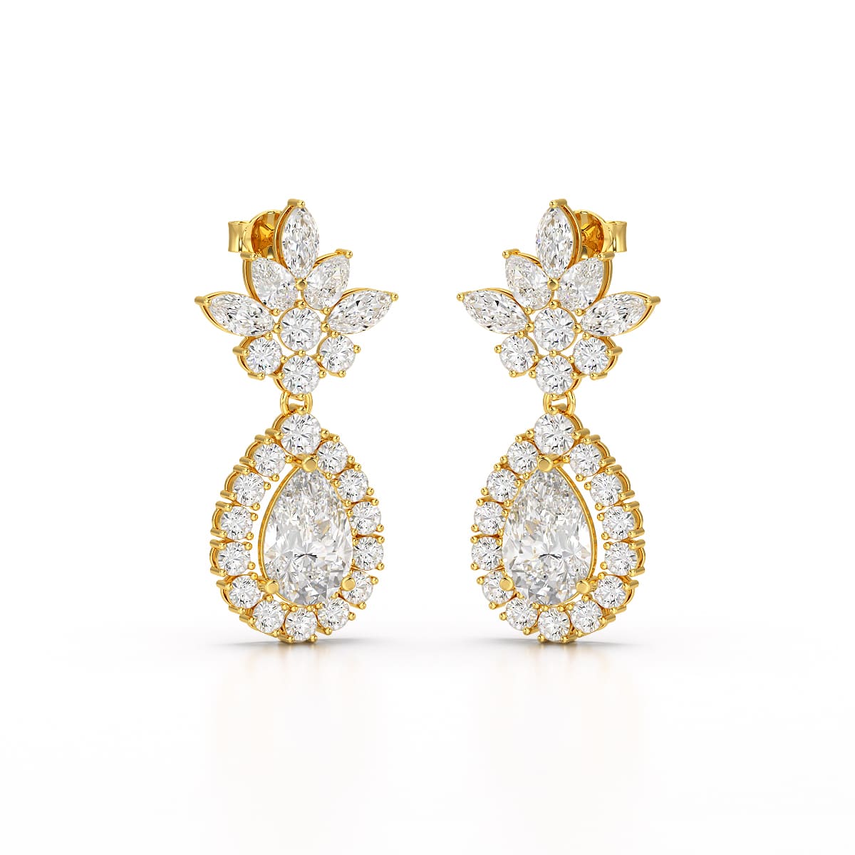 6.8 CT Pear and Marquise Cut lab Diamond Drop Earrings