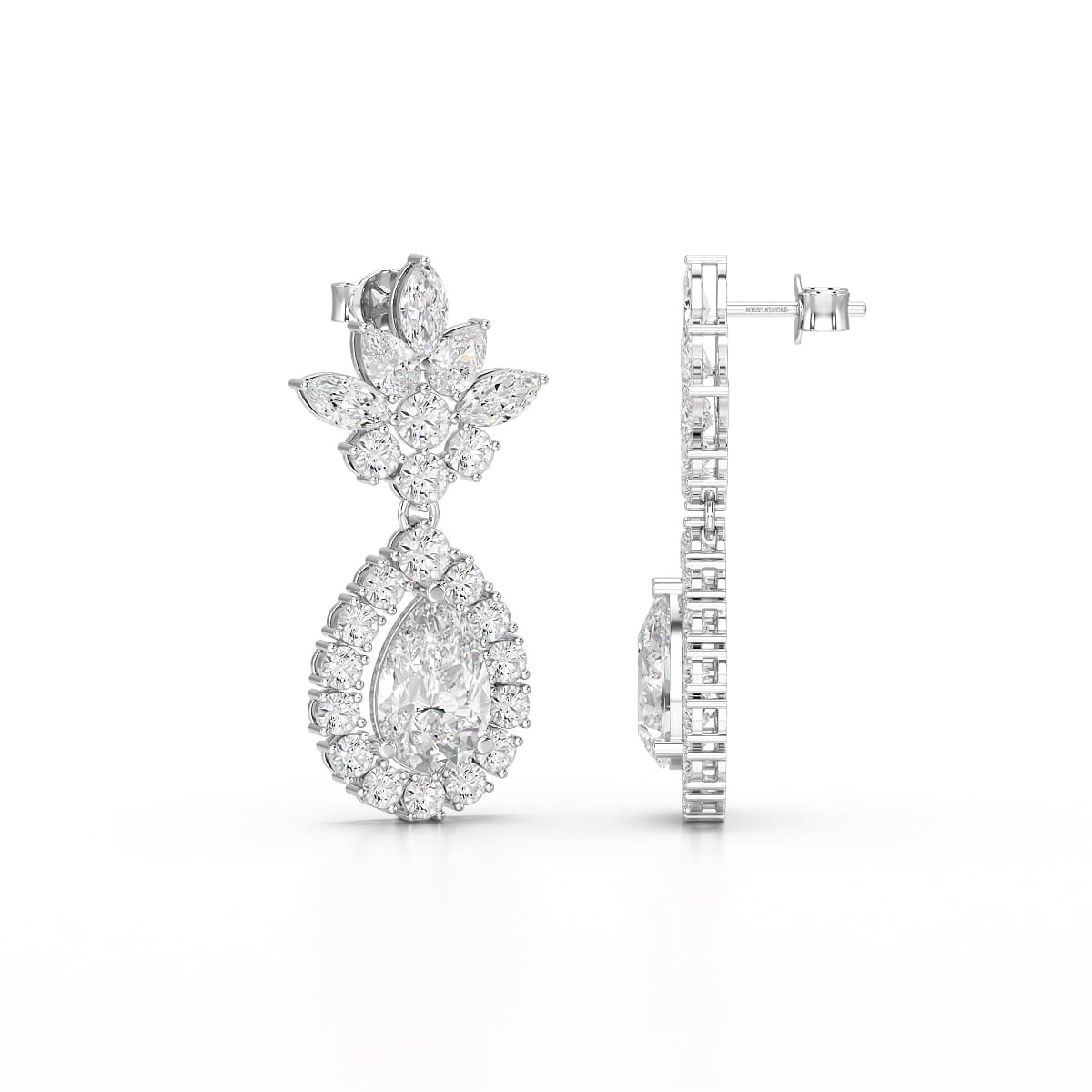 6.8 CT Pear and Marquise Cut lab Diamond Drop Earrings