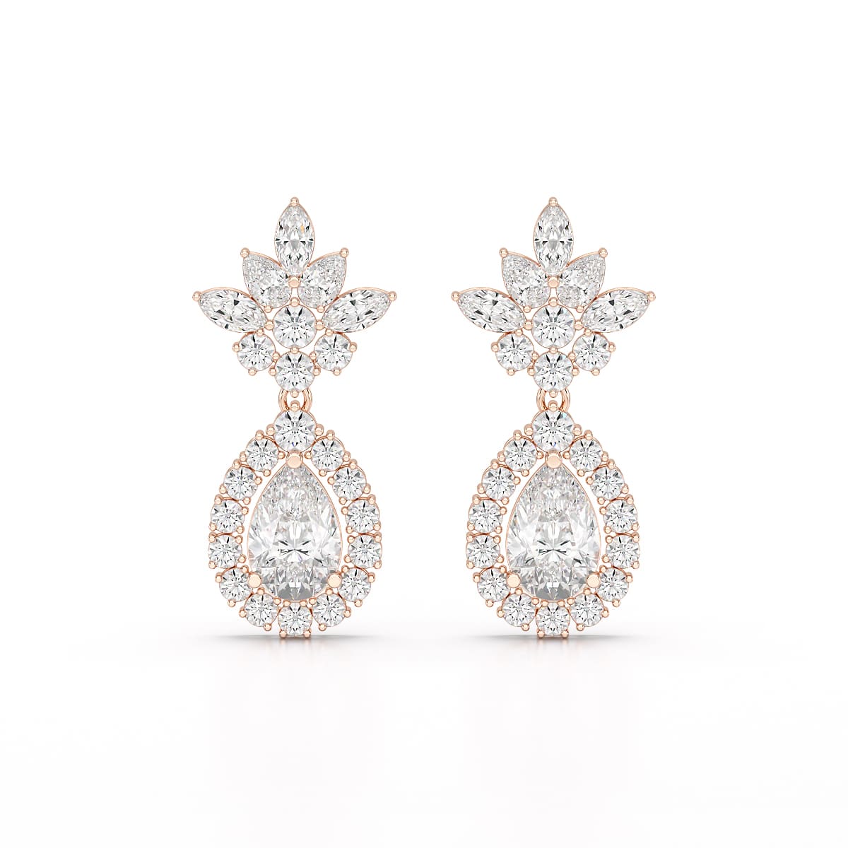 6.8 CT Pear and Marquise Cut lab Diamond Drop Earrings