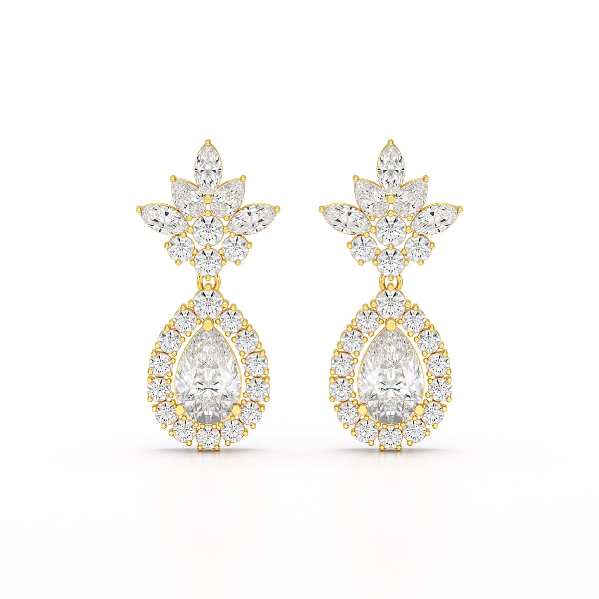 6.8 CT Pear and Marquise Cut lab Diamond Drop Earrings