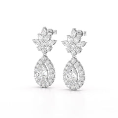 6.8 CT Pear and Marquise Cut lab Diamond Drop Earrings