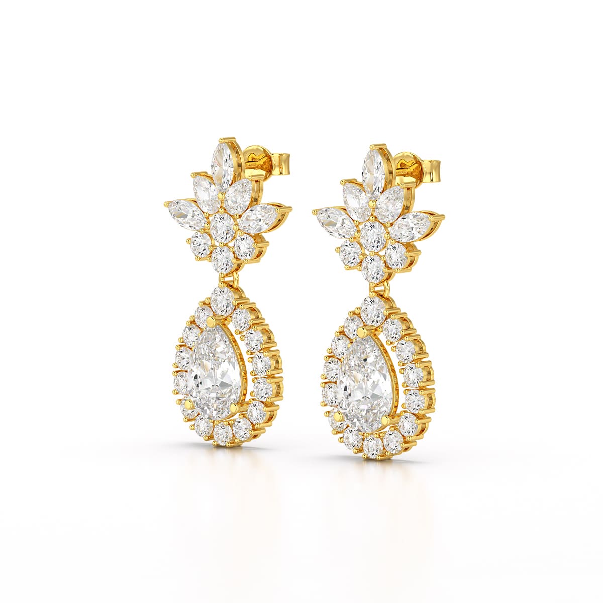 6.8 CT Pear and Marquise Cut lab Diamond Drop Earrings