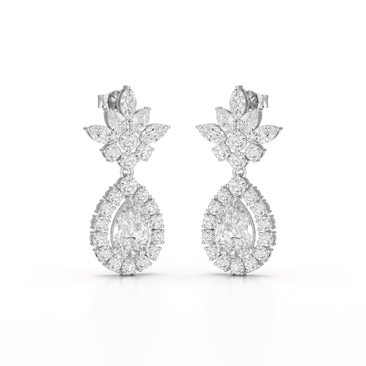 6.8 CT Pear and Marquise Cut lab Diamond Drop Earrings