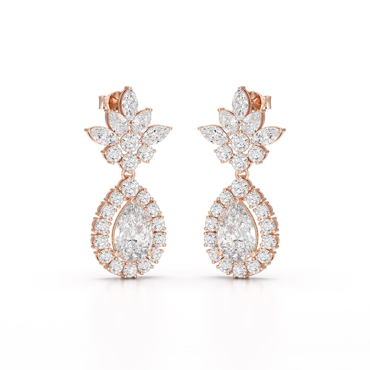 6.8 CT Pear and Marquise Cut lab Diamond Drop Earrings