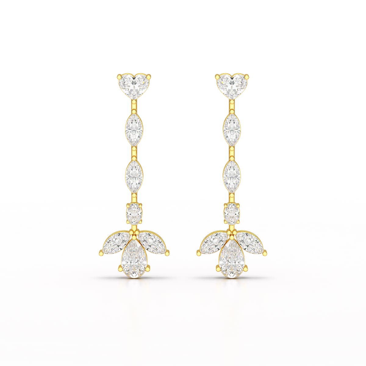 6 CT Multi shape Dangle Lab Diamond Earrings