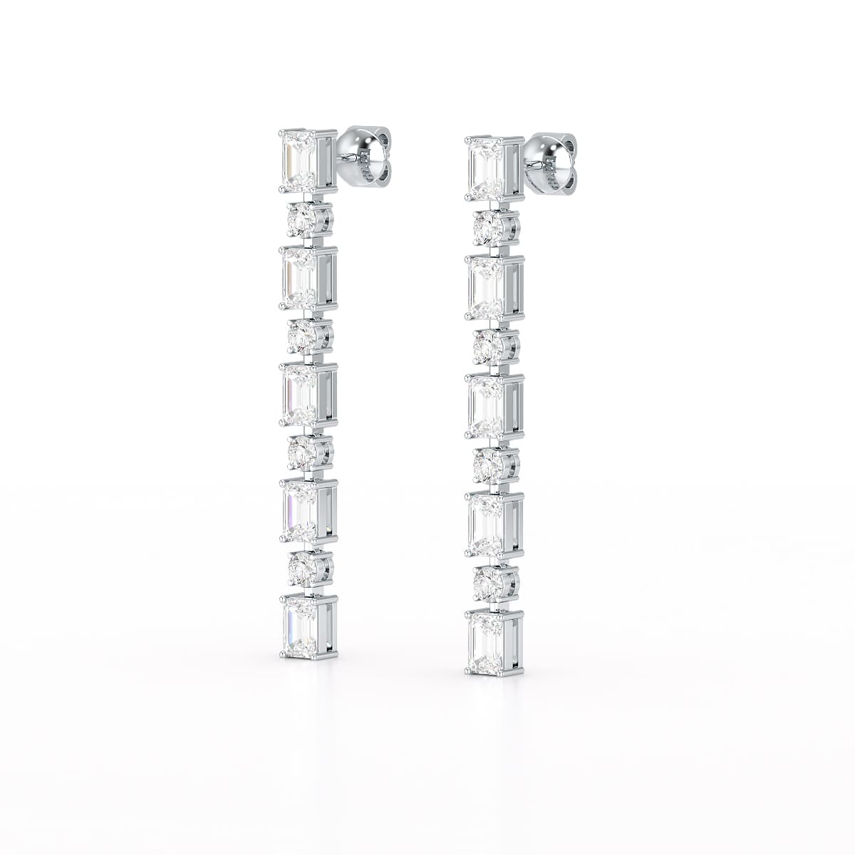 8.27 CT Lab Diamond Emerald Cut Dangle Drop Earring