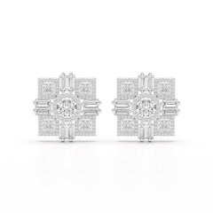 9.25 CT Baguette and Princess Cut Lab Diamond Stud Earrings