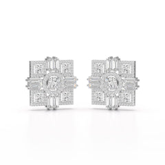 9.25 CT Baguette and Princess Cut Lab Diamond Stud Earrings