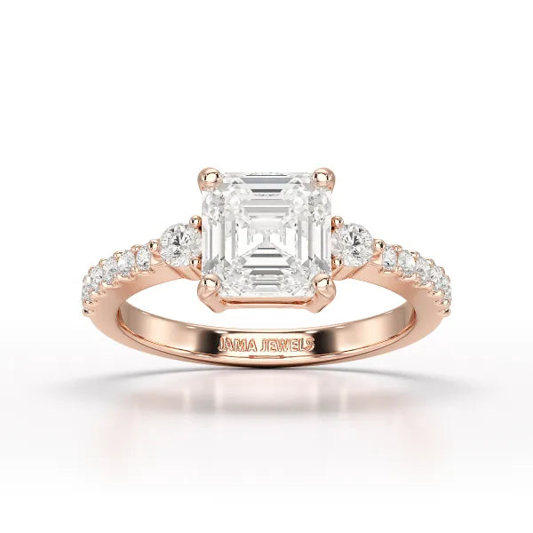 Asscher Cut 2.33 CT Lab Diamond Engagement Ring - Jama Jewels 