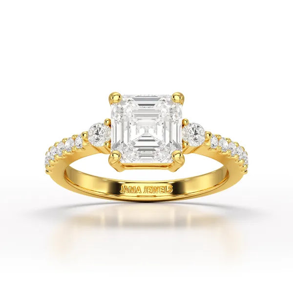 Asscher Cut 2.33 CT Lab Diamond Engagement Ring - Jama Jewels 