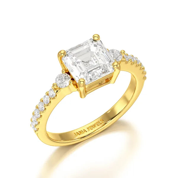 Asscher Cut 2.33 CT Lab Diamond Engagement Ring - Jama Jewels 