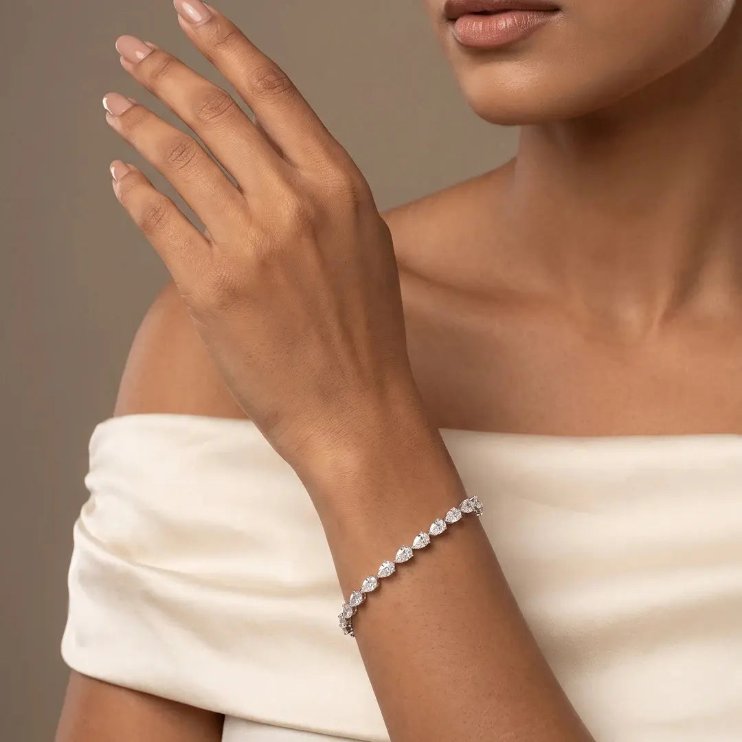 3.90 CT Pear Cut Diamond Tennis Bracelet
