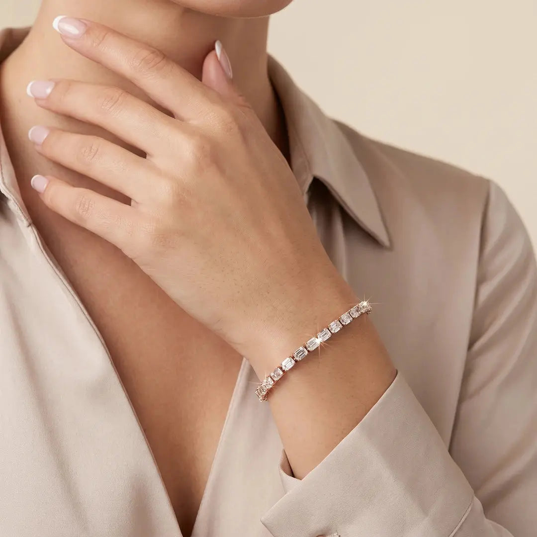 5 CT Emerald Cut Diamond Bezel Tennis Bracelet