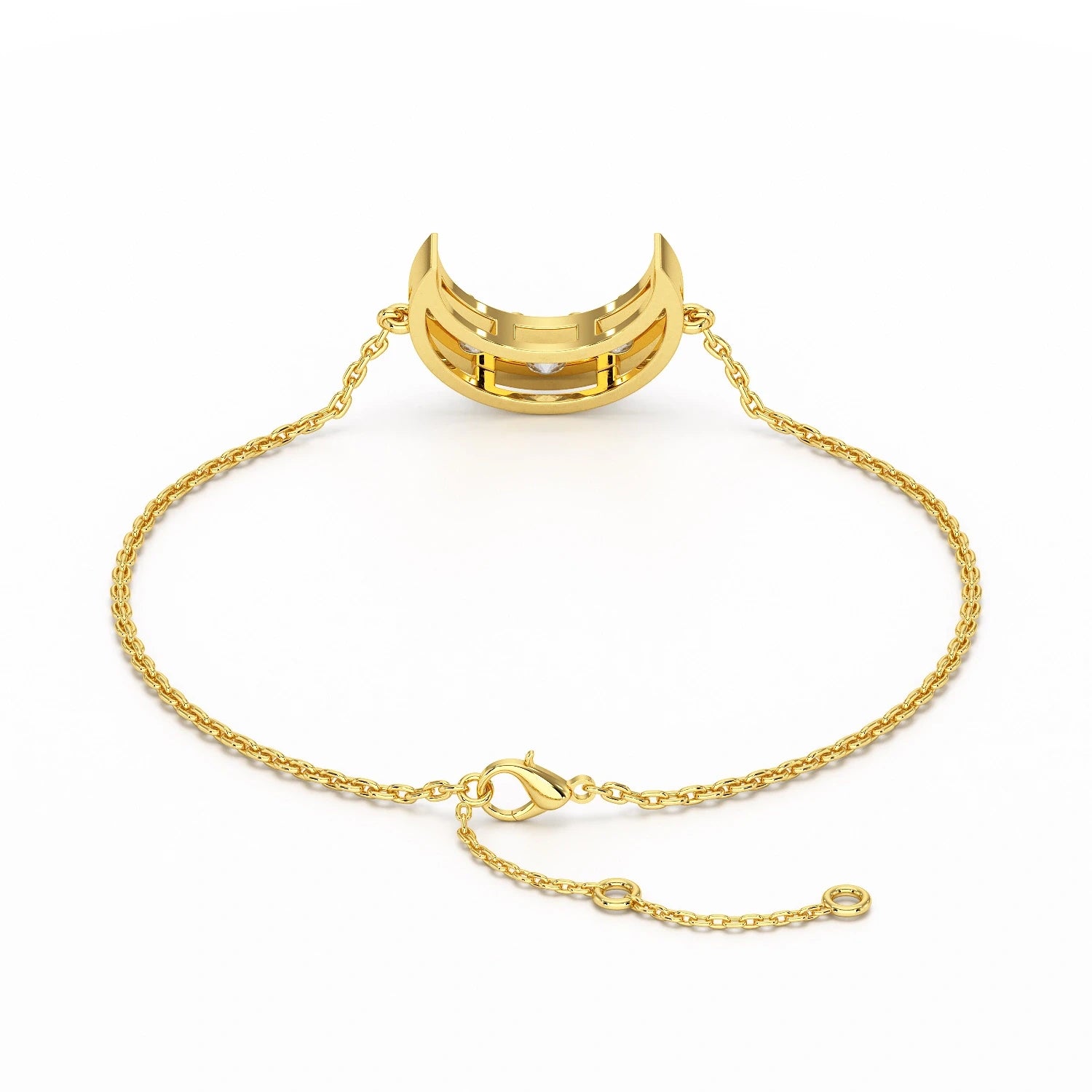 1.3 CT  Lab Diamond Crescent Moon Bracelet