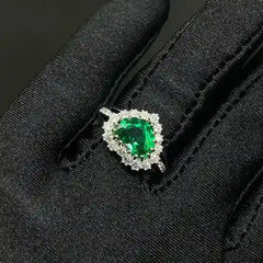 0.68 CT Lab Grown Heart Cut Gemstone Ring With Side Diamonds (Ready for Delivery)