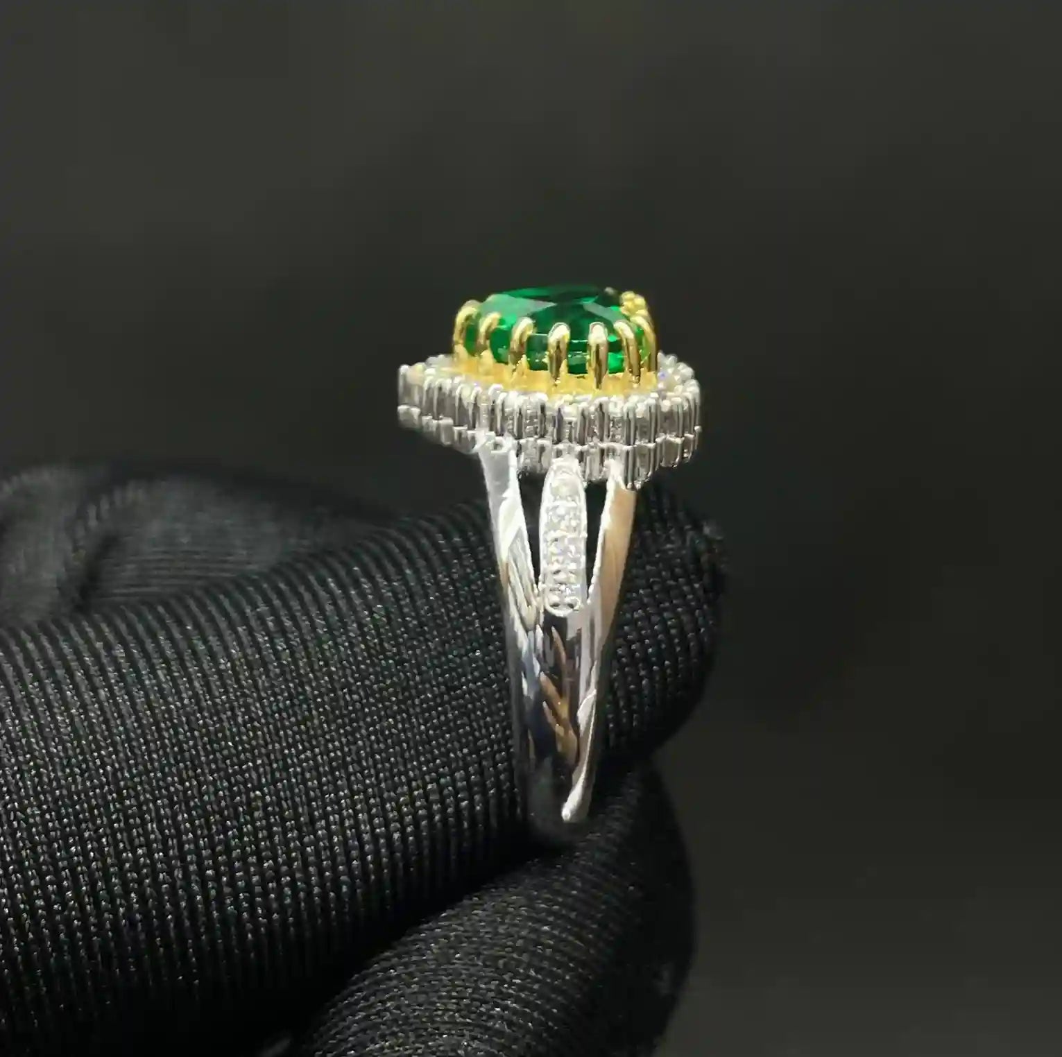 0.68 CT Lab Grown Heart Cut Gemstone Ring With Side Diamonds (Ready for Delivery)