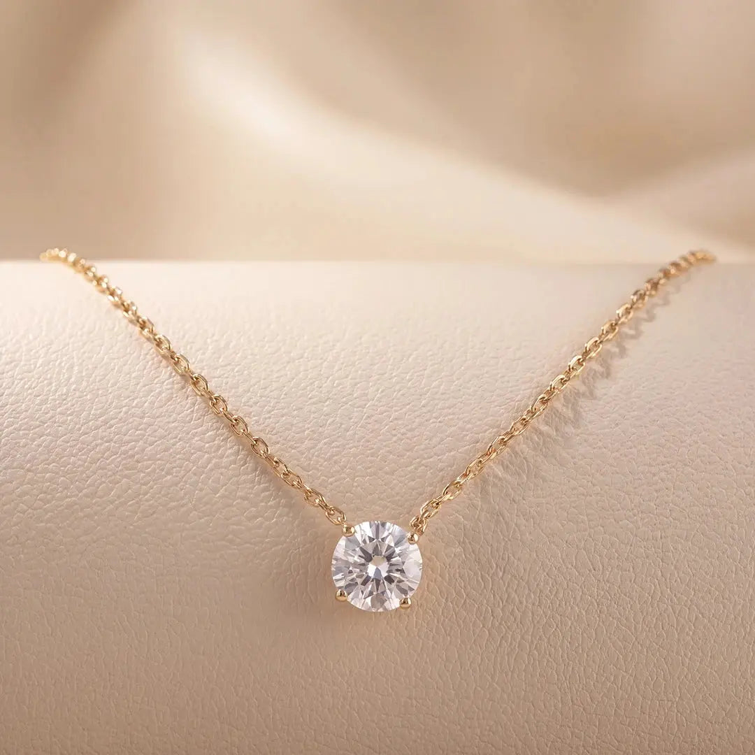 1.05 CT Round Cut Diamond Chain Pendant