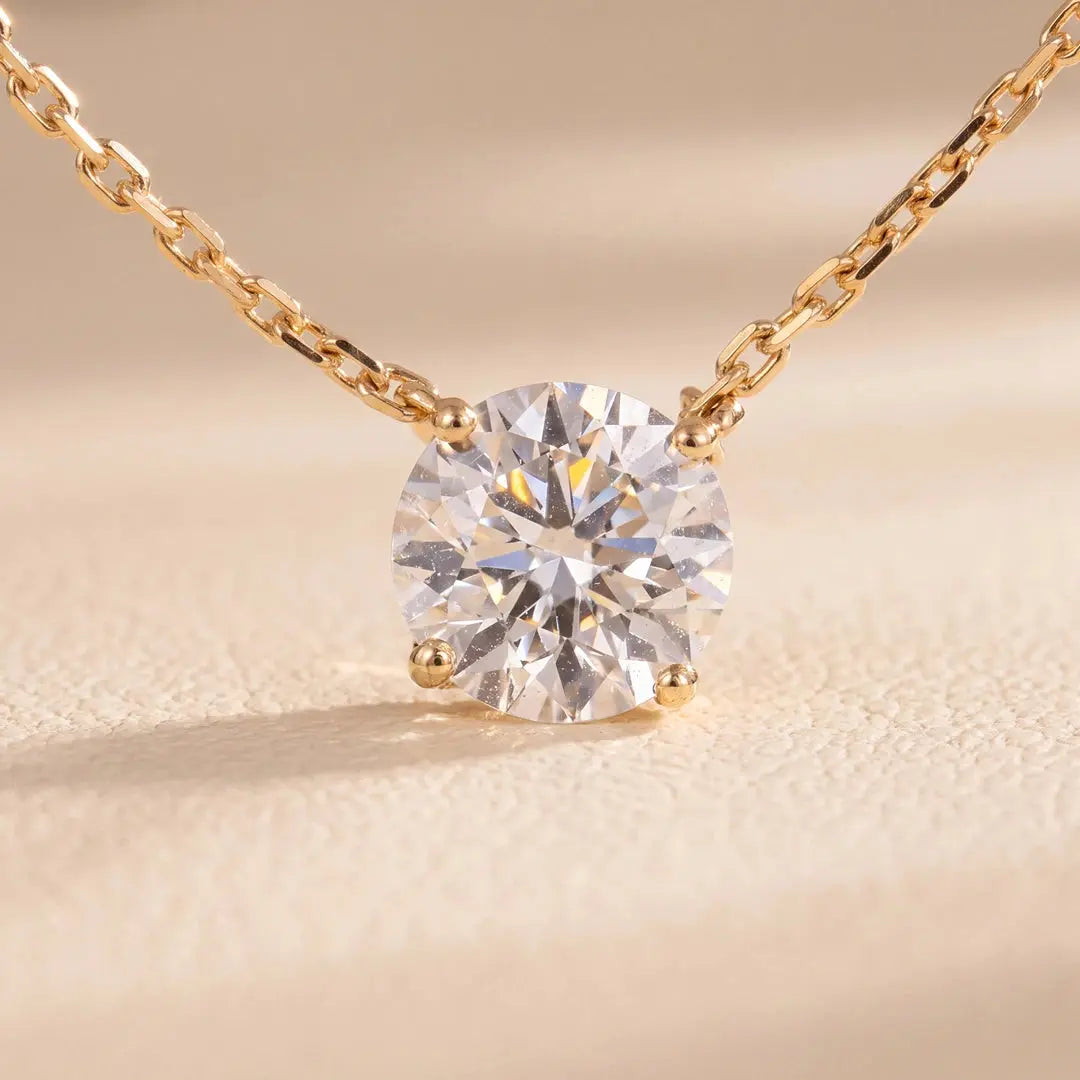 1.05 CT Round Cut Diamond Chain Pendant