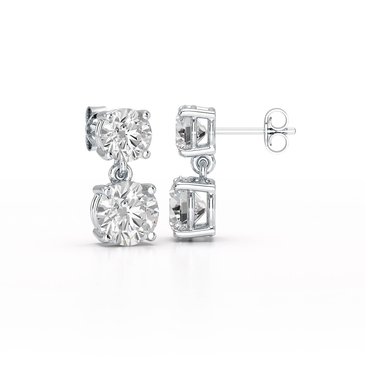 Simple Round Cut 6.34 CT Lab Diamond Drop Earring