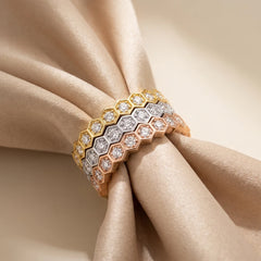 1.10 CT Three Row Set Stackable Diamond Ring