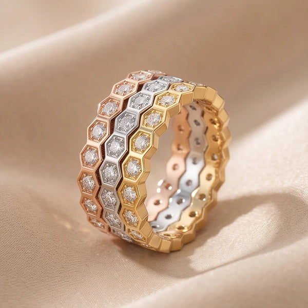 1.10 CT Three Row Set Stackable Diamond Ring