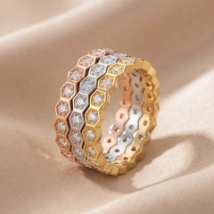 1.10 CT Three Row Set Stackable Diamond Ring