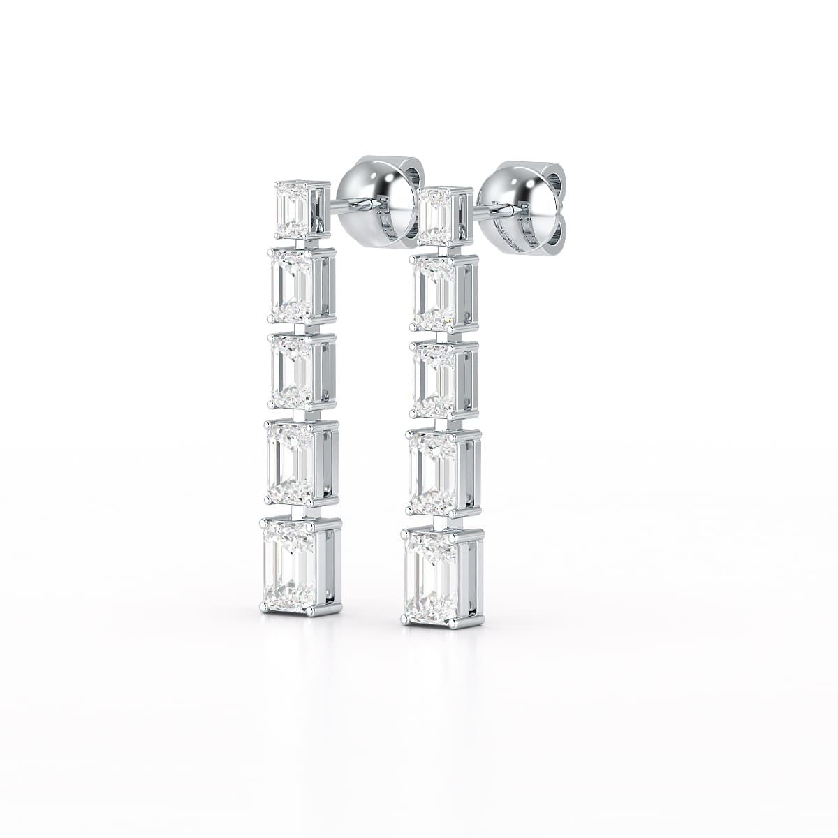 4.09 CT Emerald Cut Lab Diamond Dangle Earrings